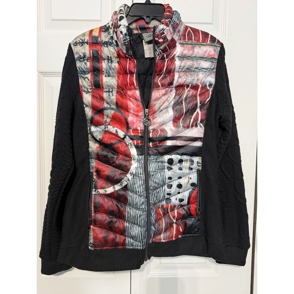 Dolcezza Women's Jacket Knit Sleeves Full Zip Up Size Small‎